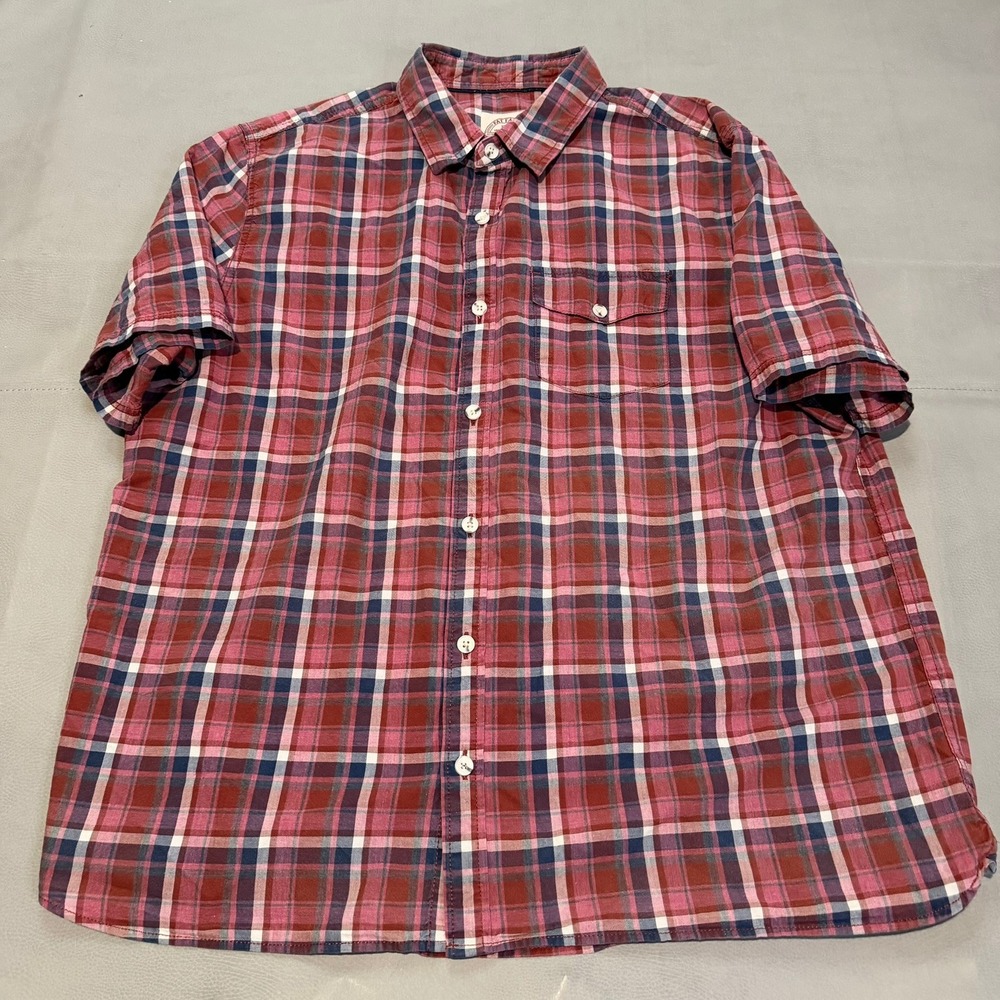 Fat Face United Kingdom UK Men XXL Button Shirt Red Plaid Gingnam Cotton-7407